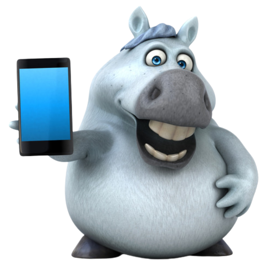 Cartoon Horse Holding Phone